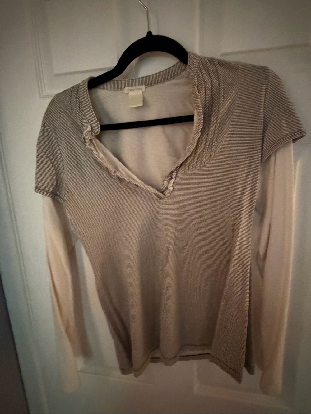 Chico’s 2-in-1 Layered Top Gray & White Long Sleeve